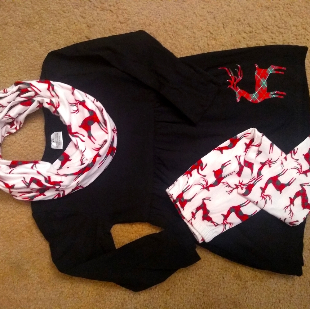 Girls three piece Christmas reindeer set